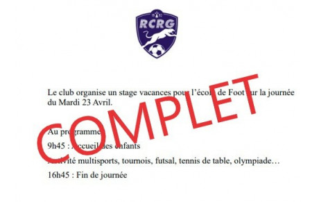 Stage vacances U6-U7-U8-U9-U10-U11-U13 : Complet